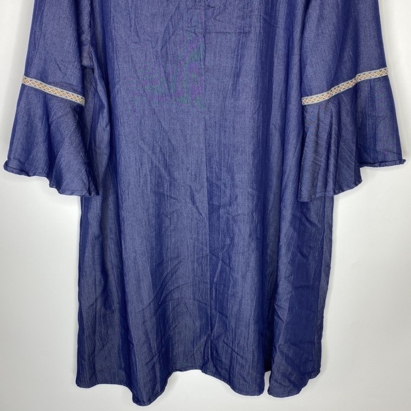 Naif Blue Denim Boho Tshirt Bell Sleeve Dress Size 3X - Picture 5 of 7